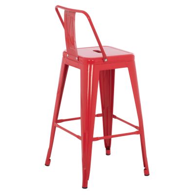 BAR STOOL MEDIUM HEIGHT MELITA-PRO HM8574.44 METAL IN RED 43x43x88Hcm.