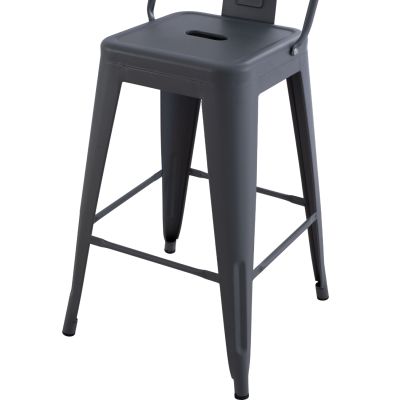 BAR STOOL MEDIUM HEIGHT MELITA-PRO HM8574.50 METAL IN GREY 43x43x88Hcm.