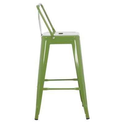 BAR STOOL MEDIUM HEIGHT MELITA-PRO HM8574.53 METAL IN LIGHT OLIVE GREEN 43x43x88Hcm.