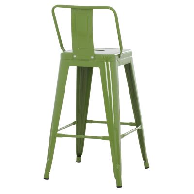 BAR STOOL MEDIUM HEIGHT MELITA-PRO HM8574.53 METAL IN LIGHT OLIVE GREEN 43x43x88Hcm.