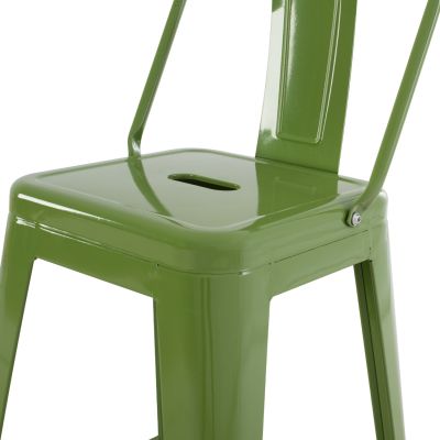 BAR STOOL MEDIUM HEIGHT MELITA-PRO HM8574.53 METAL IN LIGHT OLIVE GREEN 43x43x88Hcm.