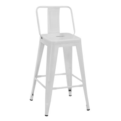 BAR STOOL MEDIUM HEIGHT MELITA-PRO HM8574.41 METAL IN MATTE WHITE 43x43x88Hcm.