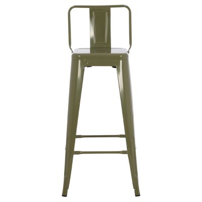 BAR STOOL WITH BACKREST MELITA-PRO HM8643.43 METAL IN DARK OLIVE GREEN 42x42x100Hcm.