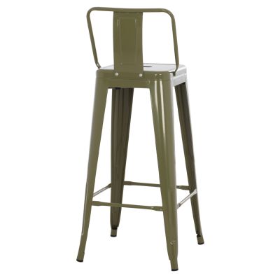 BAR STOOL WITH BACKREST MELITA-PRO HM8643.43 METAL IN DARK OLIVE GREEN 42x42x100Hcm.