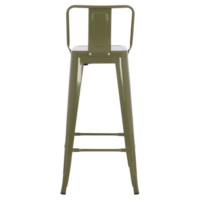 BAR STOOL WITH BACKREST MELITA-PRO HM8643.43 METAL IN DARK OLIVE GREEN 42x42x100Hcm.