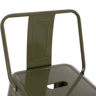 BAR STOOL WITH BACKREST MELITA-PRO HM8643.43 METAL IN DARK OLIVE GREEN 42x42x100Hcm.