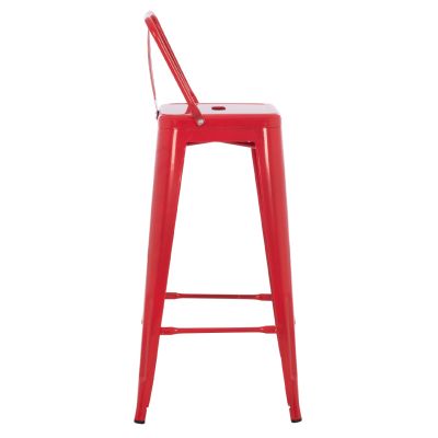 BAR STOOL WITH BACKREST MELITA-PRO HM8643.44 METAL IN RED 42x42x100Hcm.