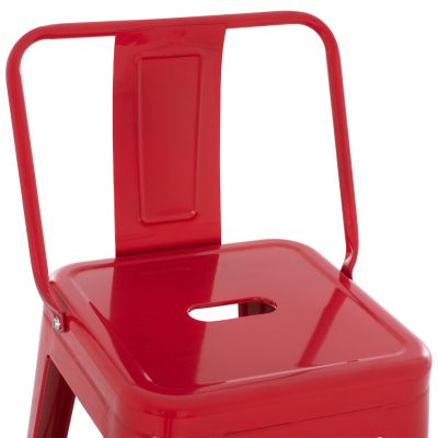 BAR STOOL WITH BACKREST MELITA-PRO HM8643.44 METAL IN RED 42x42x100Hcm.