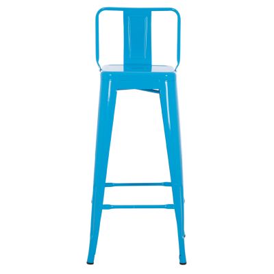 BAR STOOL WITH BACKREST MELITA-PRO HM8643.48 METAL IN BLUE 42x42x100Hcm.