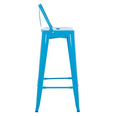 BAR STOOL WITH BACKREST MELITA-PRO HM8643.48 METAL IN BLUE 42x42x100Hcm.