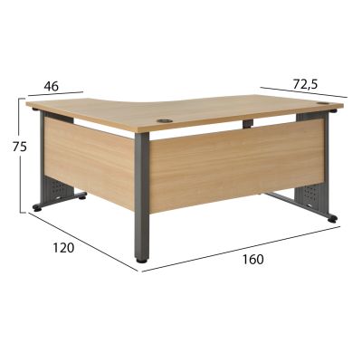 Професионален десен ъглов офис HM2043.01R в цвят дъб 160x120x75