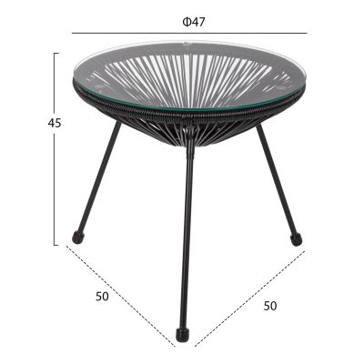 OUTDOOR LOUNGE SET 3PCS ACAPULCO HM21101 P.E.RATTAN-METAL IN BLACK