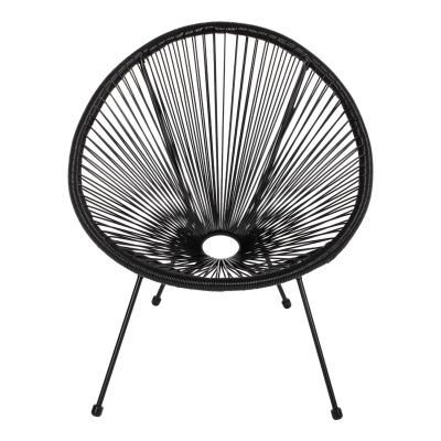 OUTDOOR LOUNGE SET 3PCS ACAPULCO HM21101 P.E.RATTAN-METAL IN BLACK