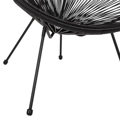 OUTDOOR LOUNGE SET 3PCS ACAPULCO HM21101 P.E.RATTAN-METAL IN BLACK