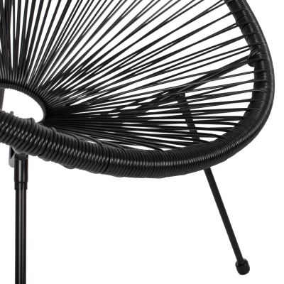 OUTDOOR LOUNGE SET 3PCS ACAPULCO HM21101 P.E.RATTAN-METAL IN BLACK