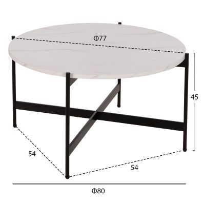 COFFEE TABLES 2PCS SET RONDA HM21089.04 MDF IN WHITE MARBLE COLOR Φ80cm & Φ50cm