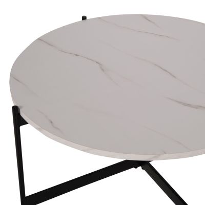 COFFEE TABLES 2PCS SET RONDA HM21089.04 MDF IN WHITE MARBLE COLOR Φ80cm & Φ50cm