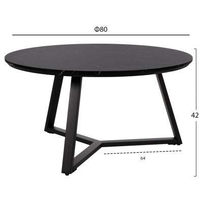 COFFEE TABLES 2PCS SET ROCKET HM21090 MDF IN BLACK MARBLE COLOR Φ80cm & Φ45cm