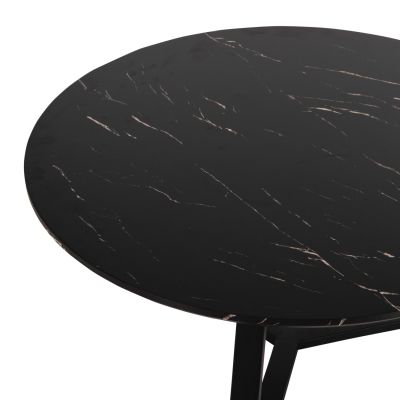 COFFEE TABLES 2PCS SET ROCKET HM21090 MDF IN BLACK MARBLE COLOR Φ80cm & Φ45cm