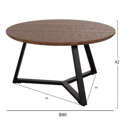 COFFEE TABLES 2PCS SET ROCKET HM21090.02 MDF IN WALNUT COLOR Φ80cm & Φ45cm