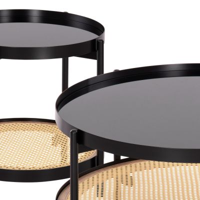 COFFEE TABLES 2PCS SET SEITZ HM21086 METAL-SYNTHETIC RATTAN Φ80cm & Φ50cm