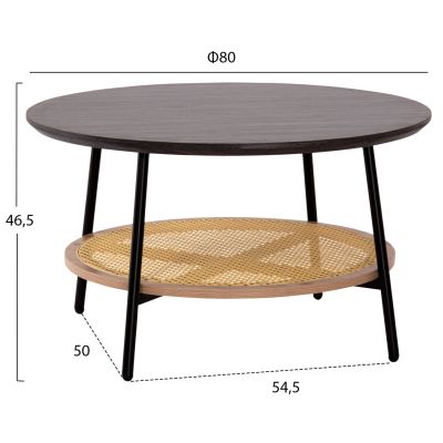 COFFEE TABLES 2PCS SET SEWELL HM21087 MDF-METAL-SYNTHETIC RATTAN Φ80cm & Φ45cm