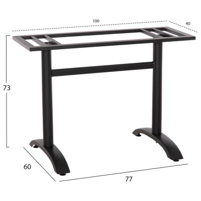 BASE FOR TABLE HM461.11 METAL DOUBLE IN MATTE BLACK WITH HEIGHT ADJUSTERS 100Χ40Χ73Hcm.