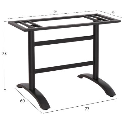 BASE FOR TABLE HM468.11 METAL DOUBLE IN MATTE BLACK WITH HEIGHT ADJUSTERS 100Χ40Χ73Hcm.