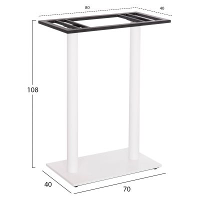 BASE FOR BAR TABLE HM480.02 TWO LEGS-METAL IN WHITE MATTE COLOR 80x40x108Hcm.