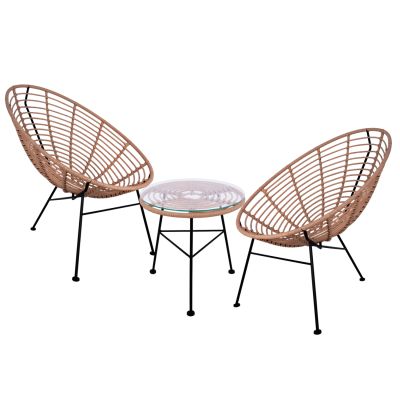 OUTDOOR 3PCS SET ALLEGRA HM10335 BEIGE WICKER-METAL