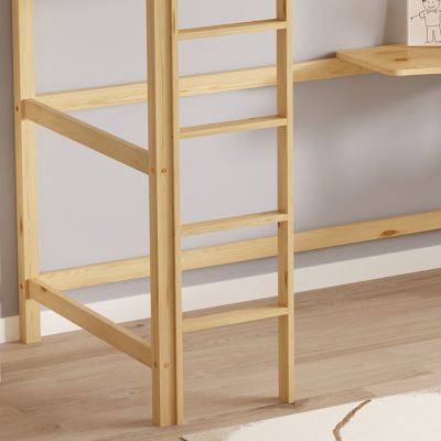 KID'S BUNK BED WITH DESK AKRON HM702.01 PINE WOOD IN NATURAL FOR MATTRESS 90x190cm.