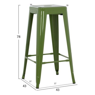 BAR STOOL MELITA-PRO HM8642.53 METAL IN LIGHT OLIVE GREEN 43x43x78Hcm.