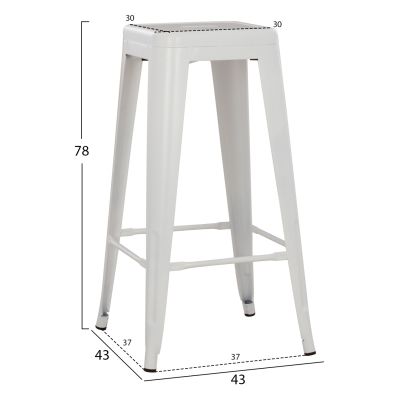 BAR STOOL MELITA-PRO HM8642.41 METAL IN MATTE WHITE 43x43x78Hcm.