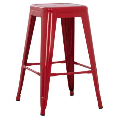 BAR STOOL MEDIUM HEIGHT MELITA-PRO HM8573.44 METAL IN RED 43x43x67Hcm.