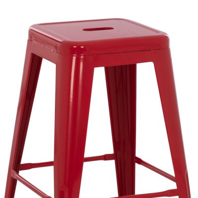 BAR STOOL MEDIUM HEIGHT MELITA-PRO HM8573.44 METAL IN RED 43x43x67Hcm.