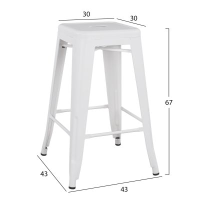 BAR STOOL MEDIUM HEIGHT MELITA-PRO HM8573.41 METAL IN MATTE WHITE 43x43x67Hcm.