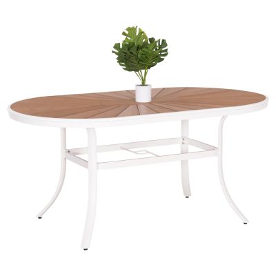 OUTDOOR DINING TABLE TELAMO HM6288.02 ALUMINUM IN WHITE & POLYWOOD TABLETOP 160X90Χ73.5Hcm.