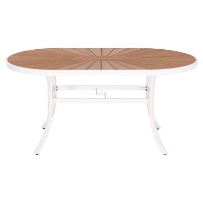 OUTDOOR DINING TABLE TELAMO HM6288.02 ALUMINUM IN WHITE & POLYWOOD TABLETOP 160X90Χ73.5Hcm.