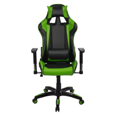 Офис стол за игри HM1056.03 Racing Черно и зелено PU 67x70x134 см