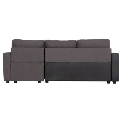 CORNER SOFA-BED WAYNE HM3028.81 GREY FABRIC-BLACK PU LEATHER 224x145x86Hcm.