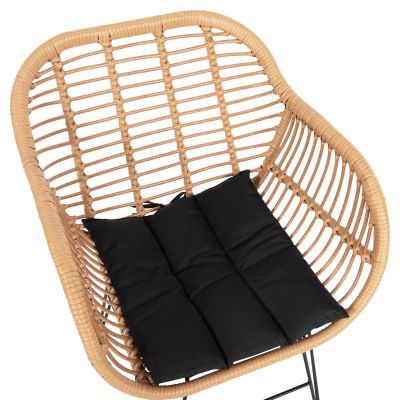 OUTDOOR DINING SET 3PCS ALLEGRA HM10476 WICKER IN BEIGE-METAL IN BLACK