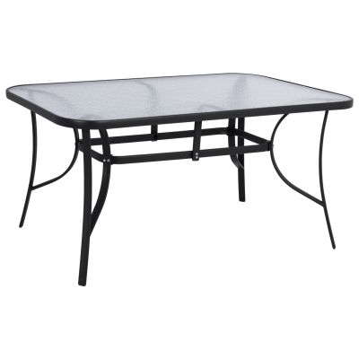 DINING TABLE BRUNO HM5145.03 METAL IN BLACK COLOR-TEMPERED GLASS 150Χ90Χ72Hcm.