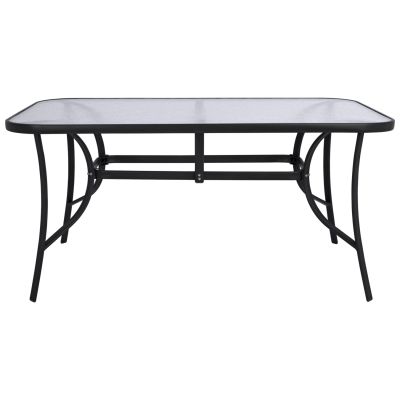 DINING TABLE BRUNO HM5145.03 METAL IN BLACK COLOR-TEMPERED GLASS 150Χ90Χ72Hcm.