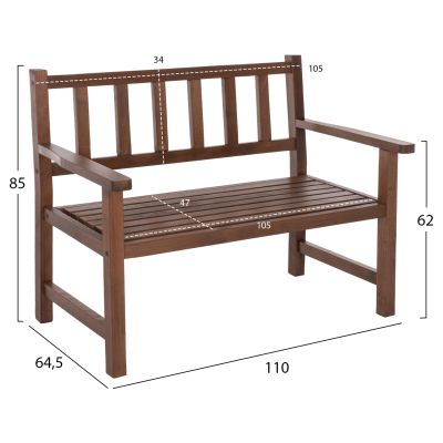 Wooden bench Naxos 2seater HM5407 110x64,5x85 cm