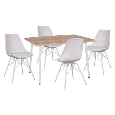 Set 5 pieces Table Sonama & Chairs Vegas White Color with metallic legs HM11023.31 120x70x76,5 cm