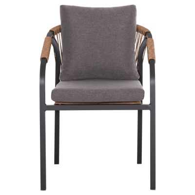 ARMCHAIR MAERLY HM6051.03 ANTHRACITE ALUMINUM AND CUSHIONS-P.E.RATTAN IN LIGHT BROWN 57x60x84Hcm.