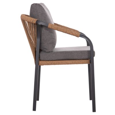 ARMCHAIR MAERLY HM6051.03 ANTHRACITE ALUMINUM AND CUSHIONS-P.E.RATTAN IN LIGHT BROWN 57x60x84Hcm.