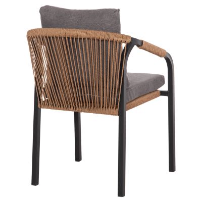 ARMCHAIR MAERLY HM6051.03 ANTHRACITE ALUMINUM AND CUSHIONS-P.E.RATTAN IN LIGHT BROWN 57x60x84Hcm.