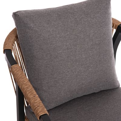 ARMCHAIR MAERLY HM6051.03 ANTHRACITE ALUMINUM AND CUSHIONS-P.E.RATTAN IN LIGHT BROWN 57x60x84Hcm.