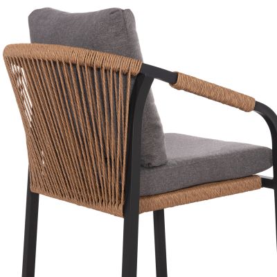 ARMCHAIR MAERLY HM6051.03 ANTHRACITE ALUMINUM AND CUSHIONS-P.E.RATTAN IN LIGHT BROWN 57x60x84Hcm.